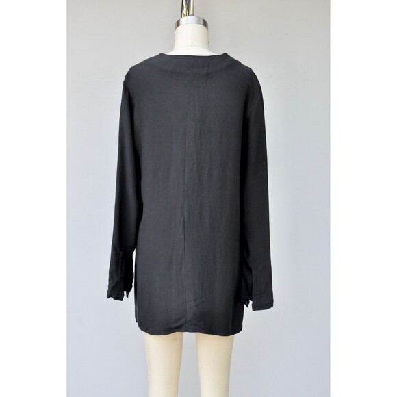 Black SILK Pants and Blouse Set Asian Style Lagenlook Oversided Silk S - M - Picture 4 of 10